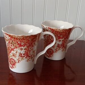 2 Vintage Surya Saffron pattern mugs by 222 FIFTH